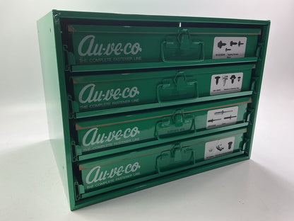 Auveco 2-96 Metal Drawer Cabinet + (4) Large Empty Parts Drawers, 15'' Tall Stand