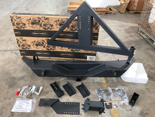 Smittybilt 76856 XRC Gen 1 Rear Bumper With Hitch & Tire Carrier For 2007-18 JK