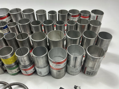 110 Piece Exhaust Component Lot: Common Adapters, Exhaust Pipe Elbows & Clamps