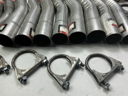 110 Piece Exhaust Component Lot: Common Adapters, Exhaust Pipe Elbows & Clamps
