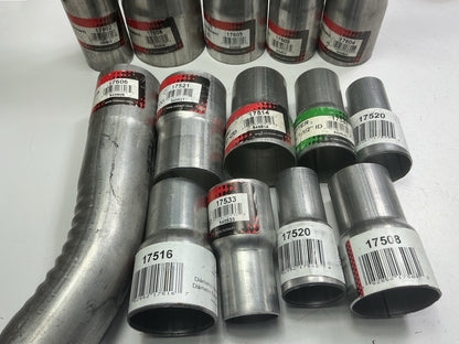 110 Piece Exhaust Component Lot: Common Adapters, Exhaust Pipe Elbows & Clamps