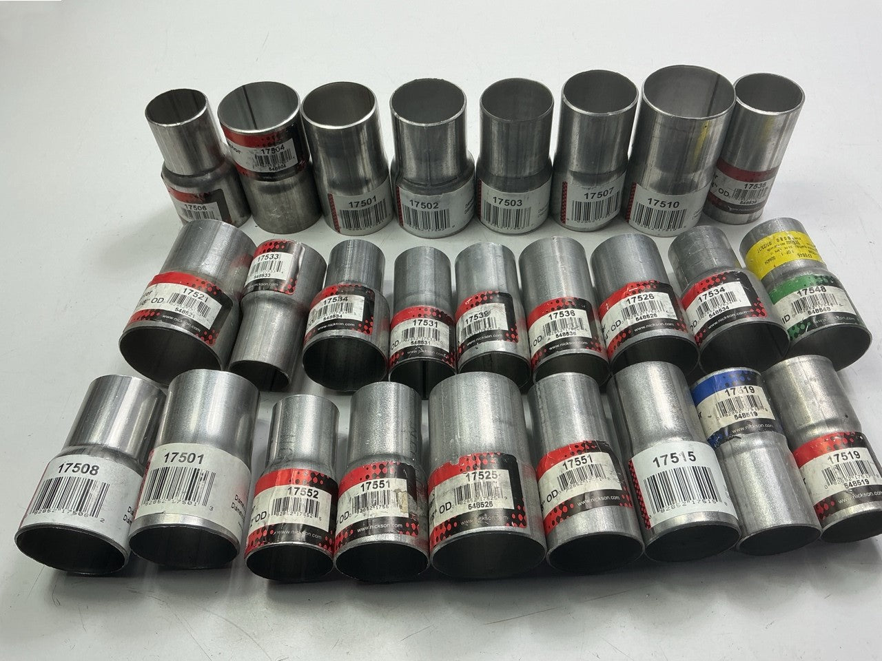 110 Piece Exhaust Component Lot: Common Adapters, Exhaust Pipe Elbows & Clamps