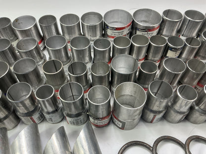 110 Piece Exhaust Component Lot: Common Adapters, Exhaust Pipe Elbows & Clamps