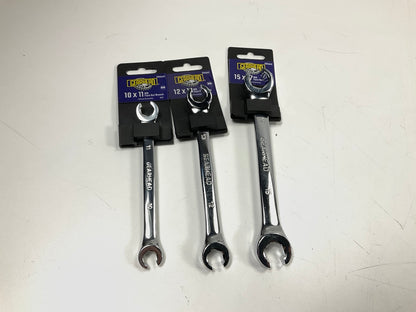 Gearhead Metric Flare Nut Wrenches: 10X11MM, 12X13MM, 15X17MM