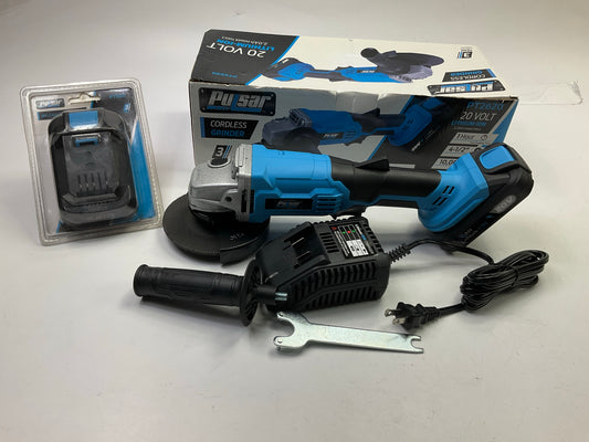 Pulsar PT2620 20V Cordless 2Ah Lithium-Ion 4-1/2'' Angle Grinder Kit, 2 Batteries