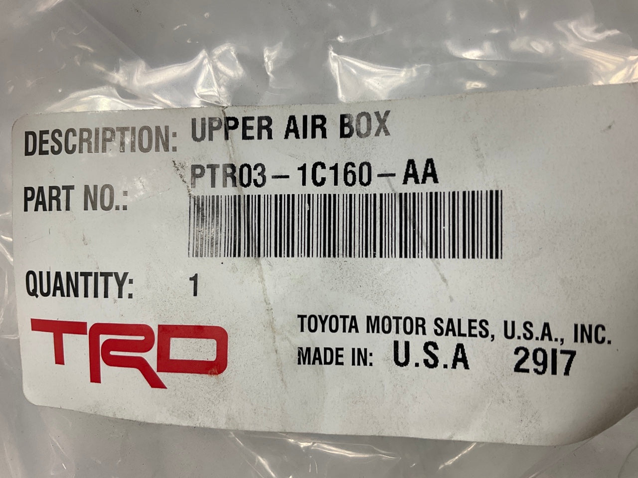 TRD Performance Air Intake System Air Box Top & Rubber Coupler OEM 2018-21 C-HR