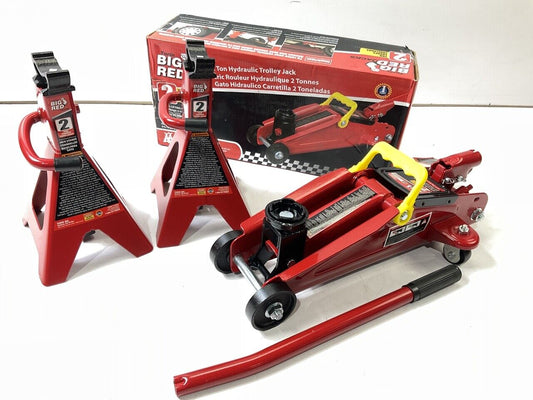 Torin T42002 & T82002 Big Red 2-Ton (4,000lb) Hydraulic Jack & Steel Stands