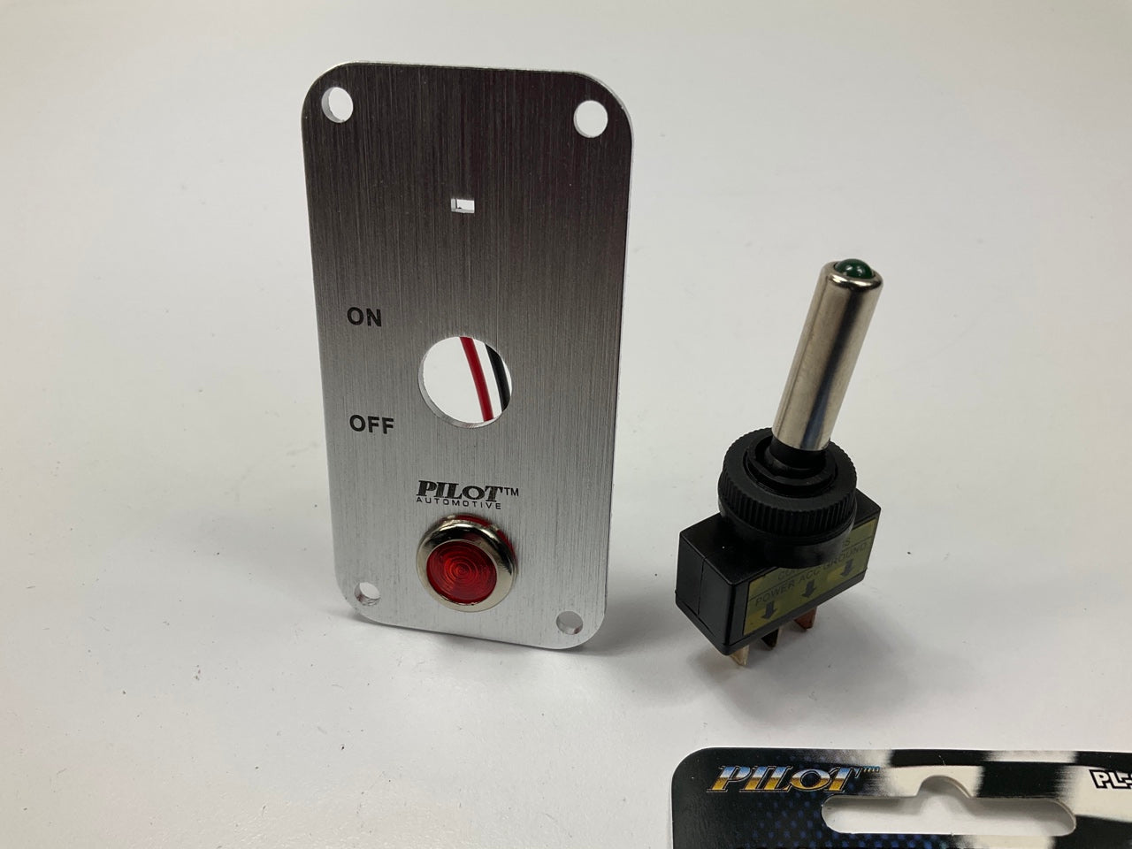 Pilot Billet Universal Toggle Switch W/green LED + Aluminum Mount Panel ON-OFF