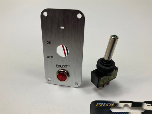 Pilot Billet Universal Toggle Switch W/green LED + Aluminum Mount Panel ON-OFF