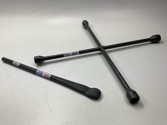 4-Way Wheel Lug Nut Wrench Tool & 18'' Drop-Center Tire / Demount Spoon