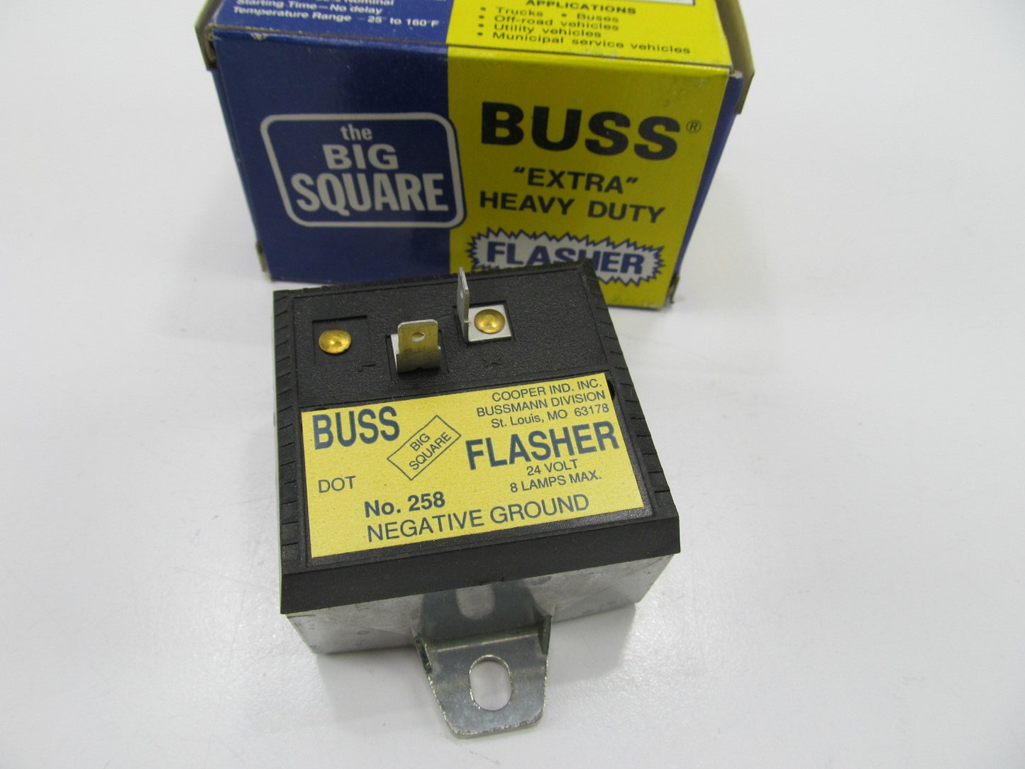 Buss 258 Negative Ground 2 Terminal Flasher 24V Volt 10 Amp 8 Lamp Max