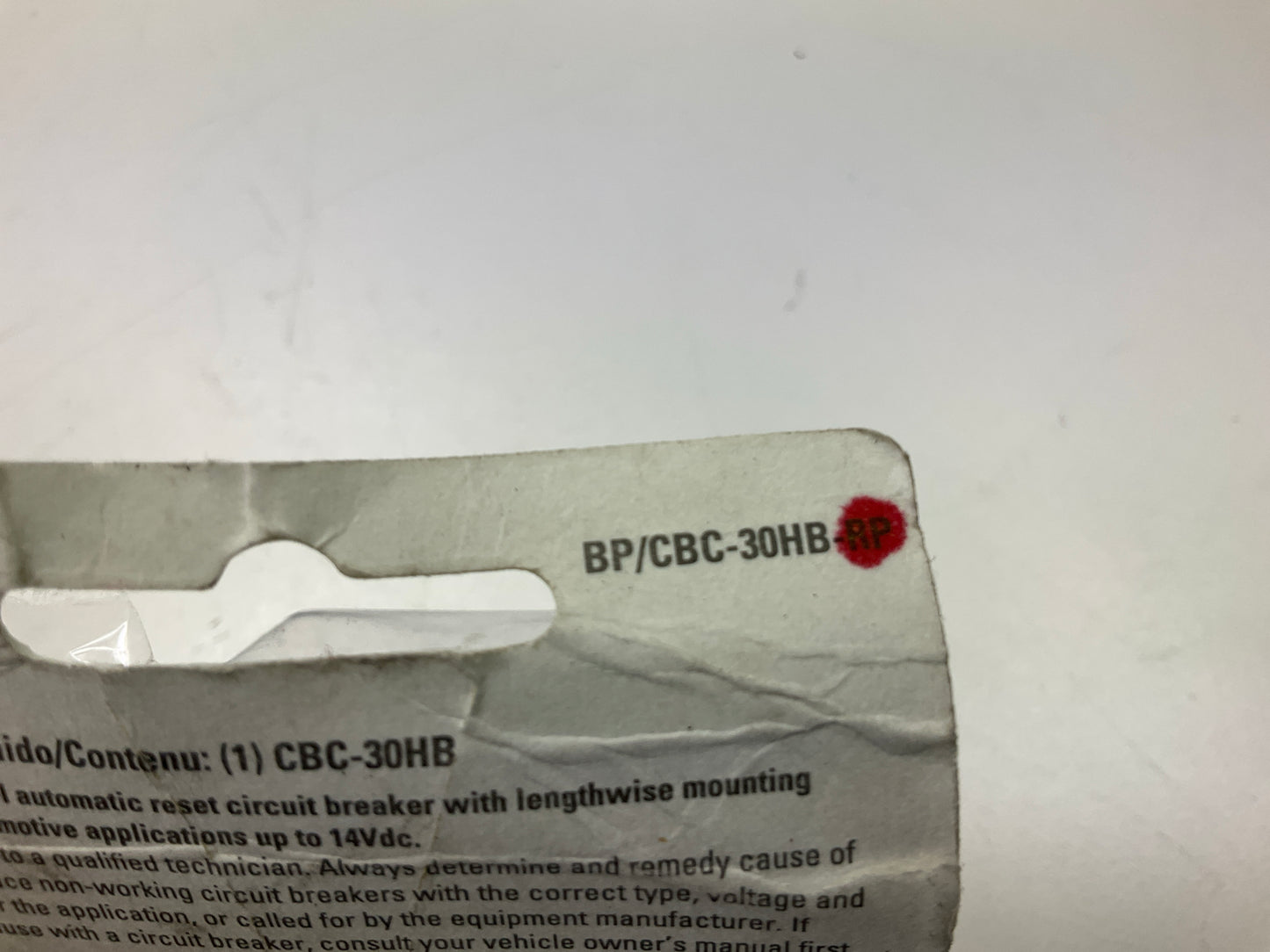 Bussmann B6P-BPCBC30HBP 30 Amp Type-I Stud Mount Circuit Breaker, 30A