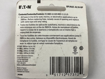 Bussmann BP/AGC-AL10-RP AGC Low Amp Fuse Kit 1, 2, 3, 4, 5, & 6 Amp Glass Fuses