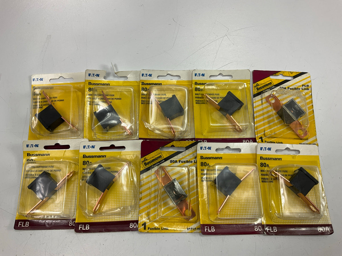 (10) Bussmann BP-FLB-80-RP 80 Amp Bolt-on Fusible Link Fuse 13/16'' Bolt Terminal