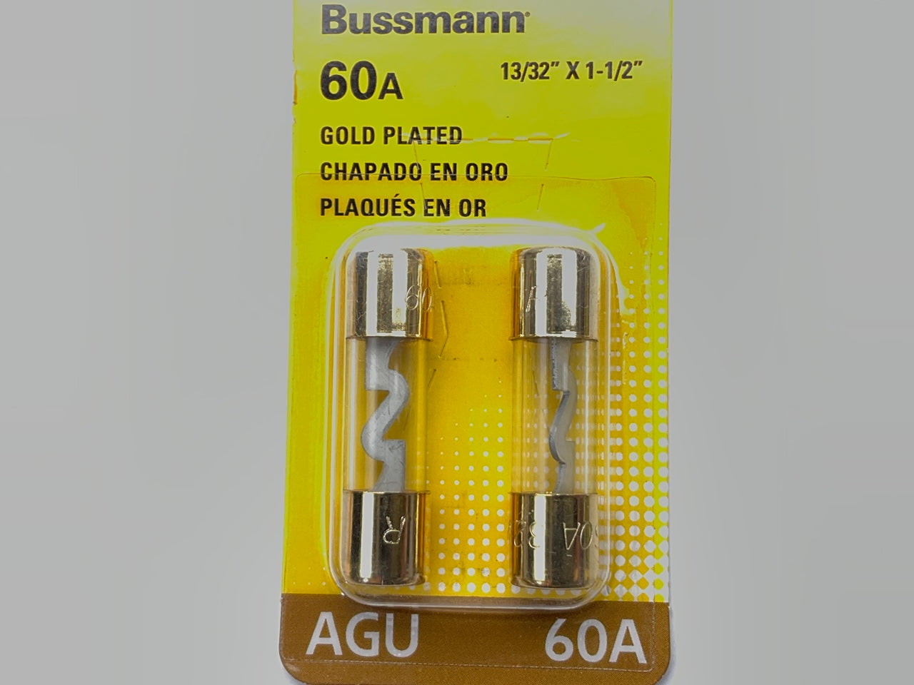 Bussmann BPAGU-60GP-RP Gold Plated 60 Amp Fast Acting AGU Fuse, (Pack Of 2)