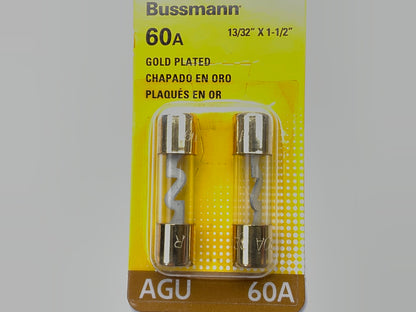 Bussmann BPAGU-60GP-RP Gold Plated 60 Amp Fast Acting AGU Fuse, (Pack Of 2)