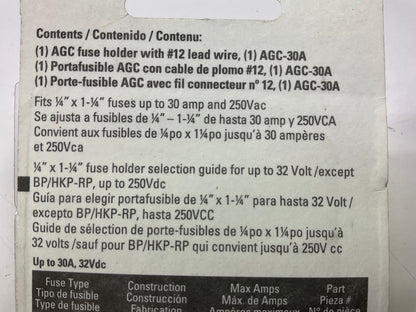 Bussmann BPHHN-RP Glass Tube In Line Holders For 1/4'' Diameter Fuses