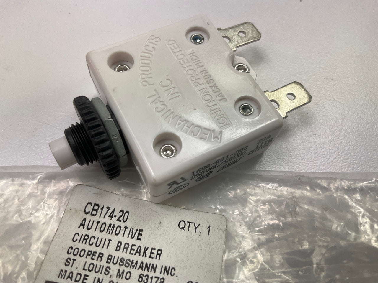 Bussmann CB174-20 20 Amp Panel Mount Circuit Breaker 20A