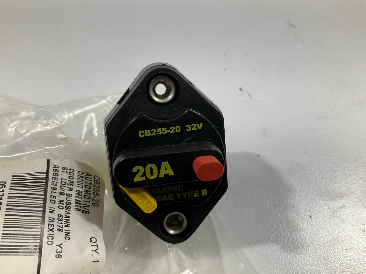 Bussmann High Amp CB255 Series Type III Marine Rated Circuit Breaker 32V 20 Amp