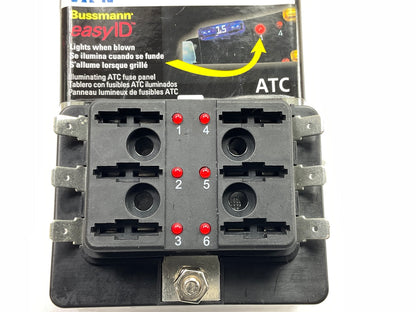 Bussmann FP-ATC06ID Universal Hot Rod Fuse Box, 6 Ciruits, 10 Amp Max W/ LED