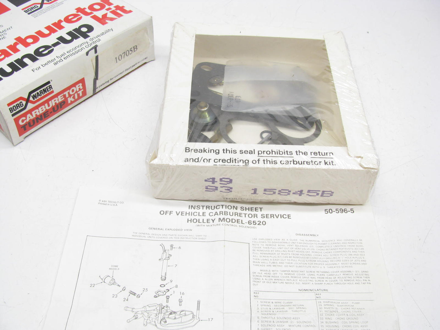 BWD 10705B Carburetor Rebuild Kit 80-86 Mopar For Holley 2-BBL 6520 H-2