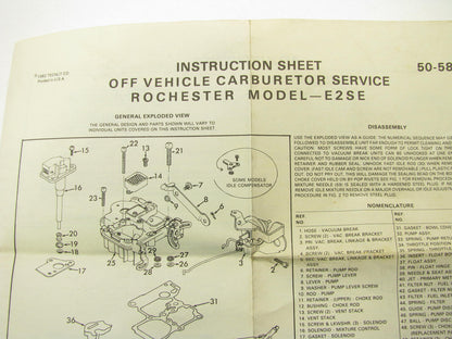 BWD 10735A Carburetor Rebuild Kit - Rochester 2BBL E2SE
