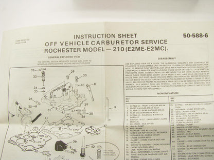BWD 10777 Carburetor Rebuild Kit for 1981-1984 GM Rochester 2-BBL E2ME E2MC