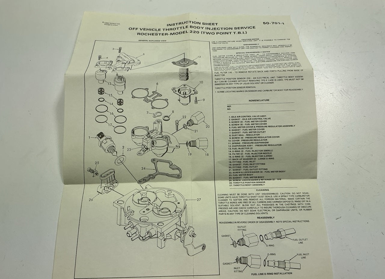 BWD 10842 Fuel Injection Throttle Body TBI Gasket Seal Repair Kit