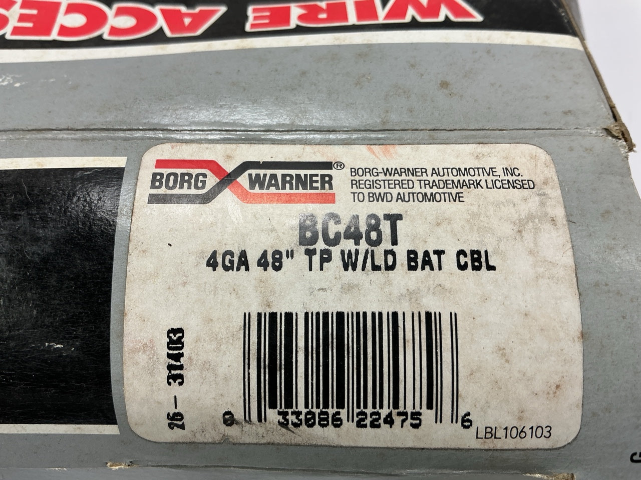 BWD BC48T 4 Gauge Battery Cable, Positive, Top Post, With 1 Lead