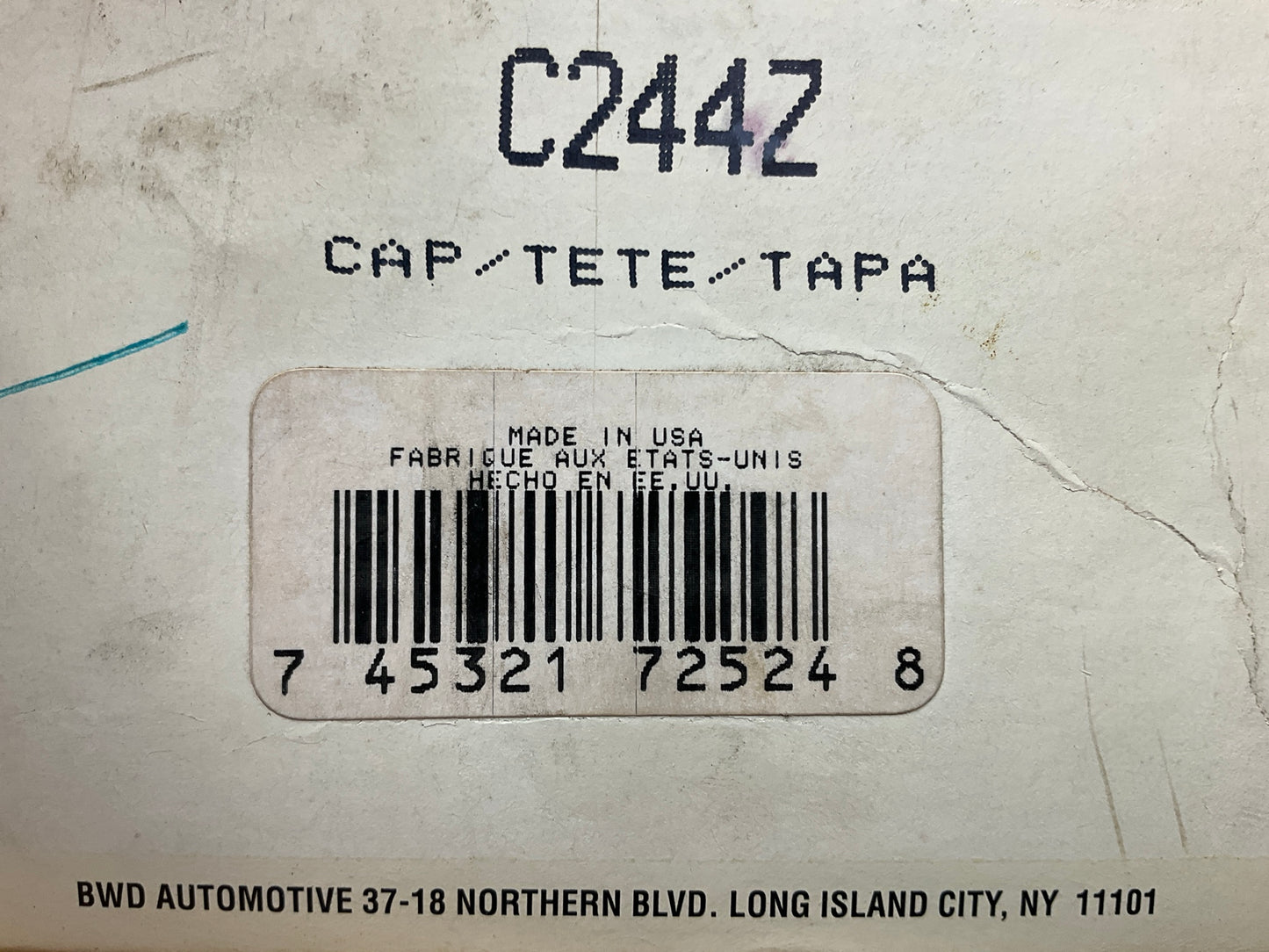 BWD C244Z Ignition Distributor Cap