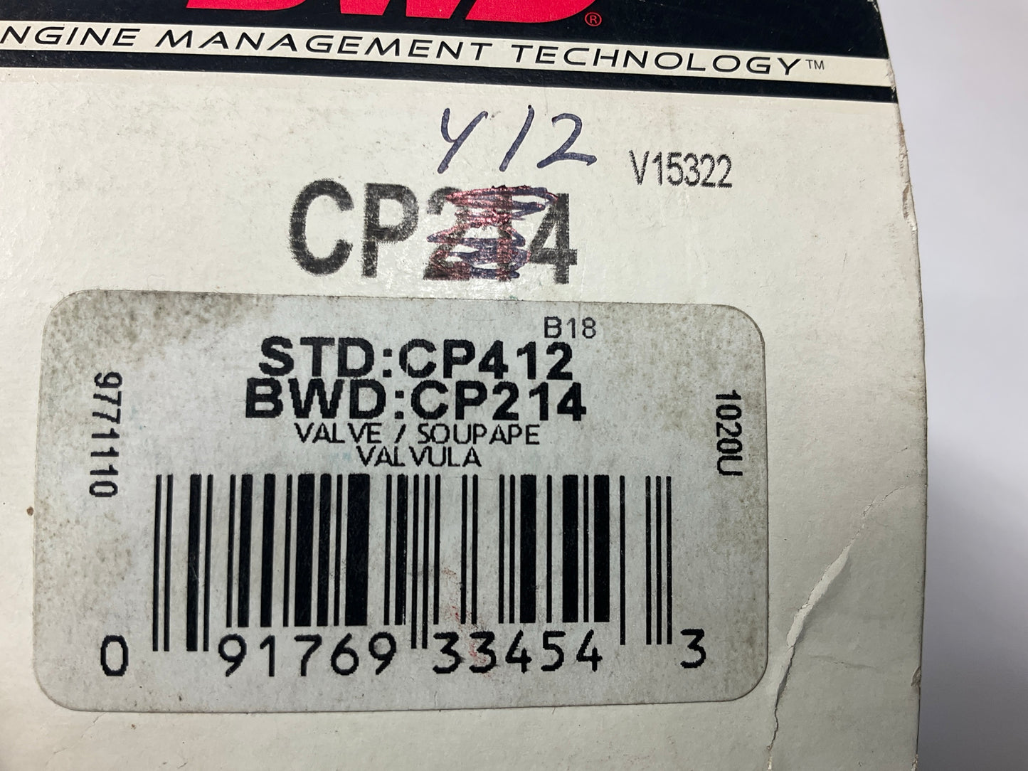 BWD CP214 Vapor Canister Purge Valve Solenoid