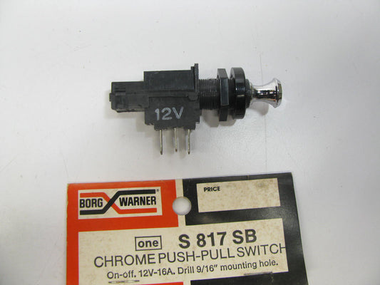 BWD S817SB Chrome Universal Push-Pull Switch - 12V 16A for 9/16'' Hole
