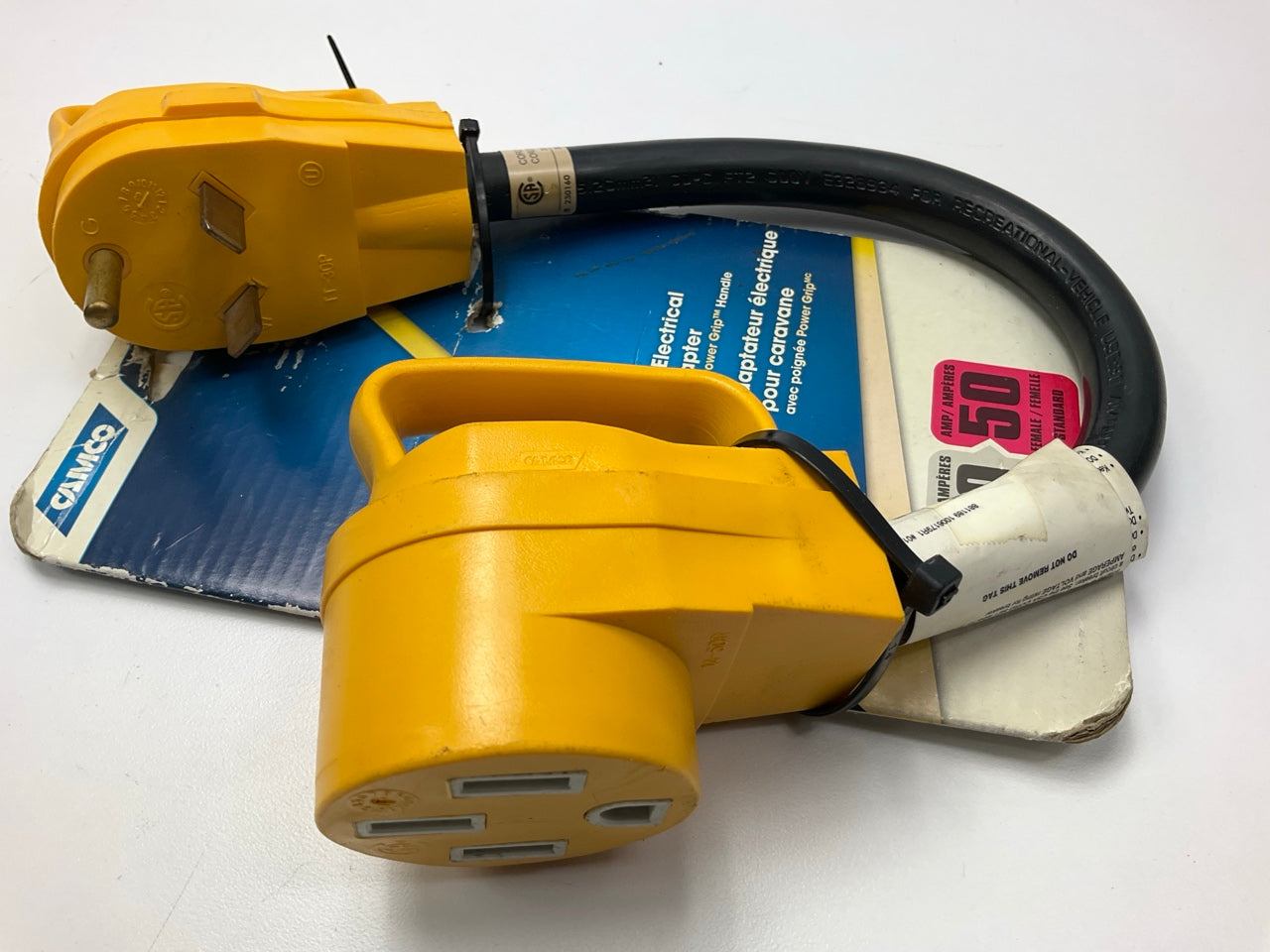 Camco 55183 Grip 50 AMP Male To 30 AMP Female RV Adapter, 16''