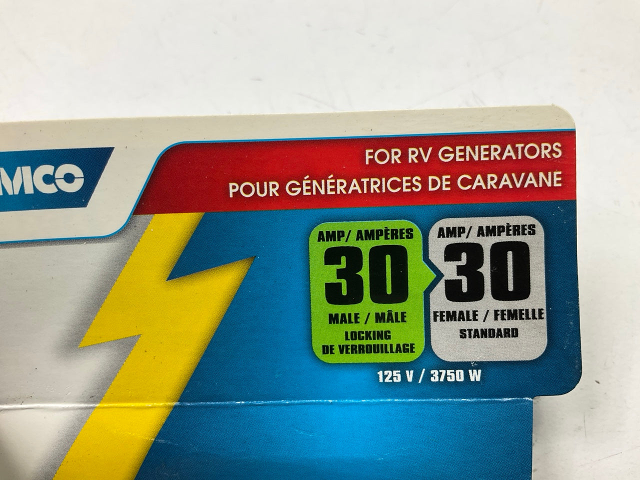 Camco 55333 PowerGrip 30A RV To Generator 3-Prong Turn-Lock Adapter - 125V 3750W