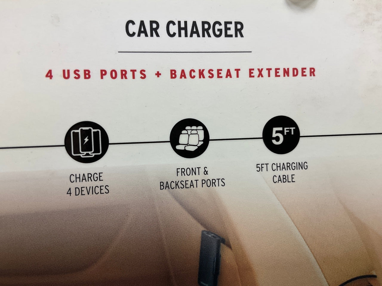Car And Driver CAD-4055 4-Port Car USB Phone Charger With Backseat Extension
