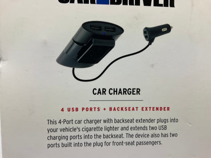 Car And Driver CAD-4055 4-Port Car USB Phone Charger With Backseat Extension