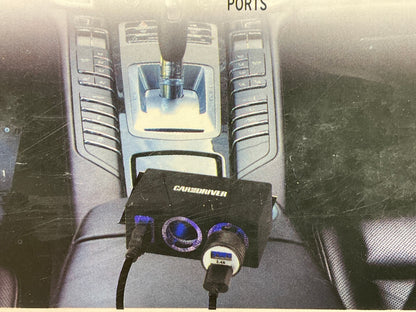Car & Driver CAD4742BK LED Dual Socket Power Adapter; 2 X 12V Sockets & USB Port