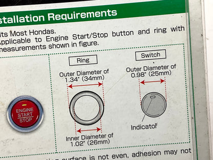 Car Mate DZ197A Engine Start/Stop Button + Border Ring Dress Up For Most Hondas