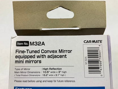 Car Mate M32A Wide View Fine-Tuned Convex Rear View Mirror, W/ Adjacent Mirrors