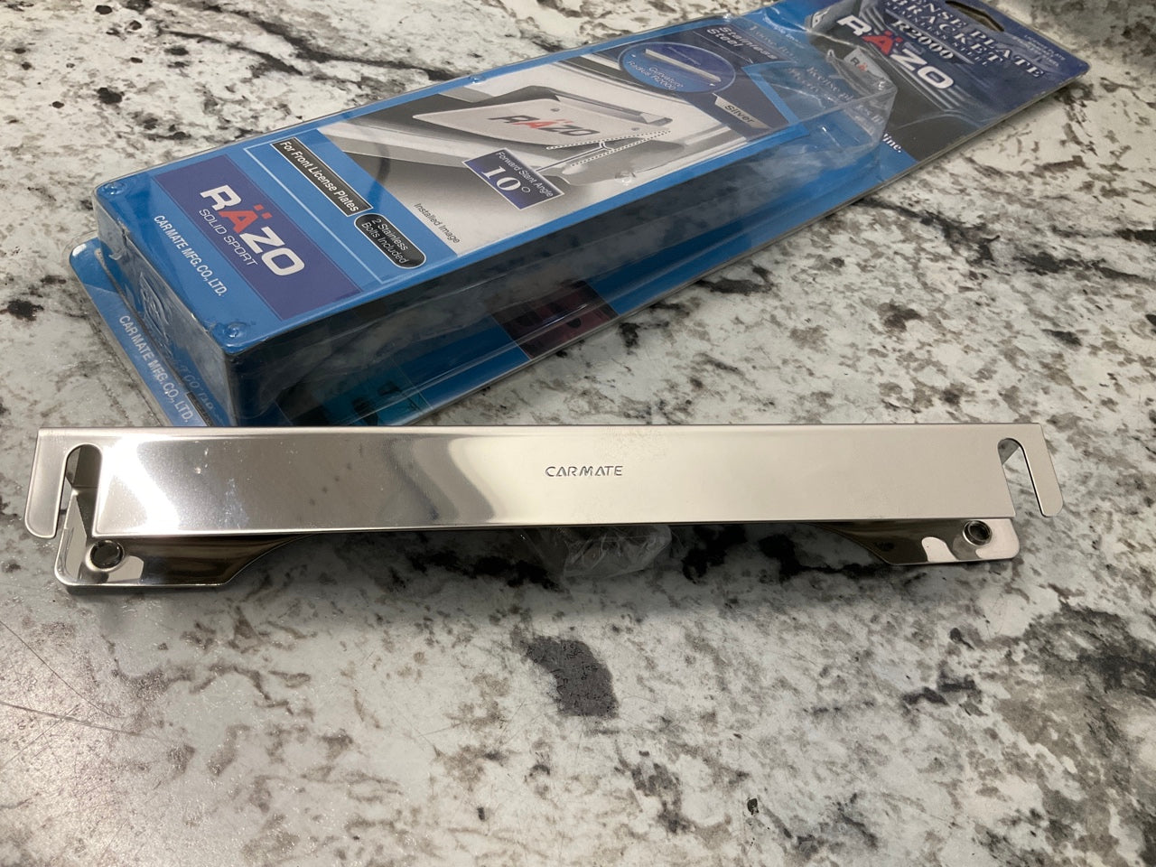 Car Mate RG46 Stainless Steel FRONT License Plate Bracket 10 Deg. Slant Angle