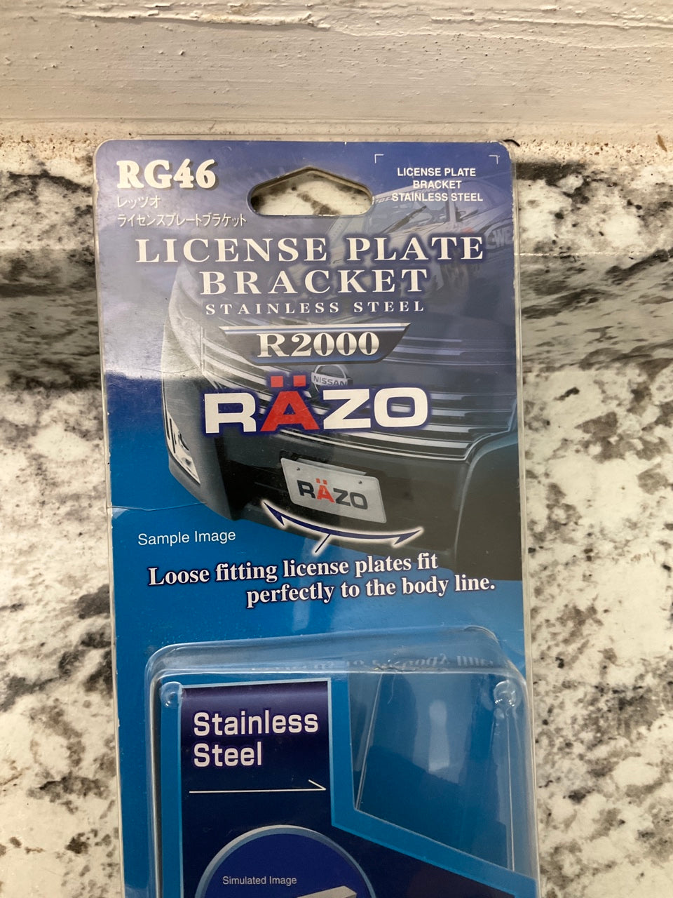 Car Mate RG46 Stainless Steel FRONT License Plate Bracket 10 Deg. Slant Angle