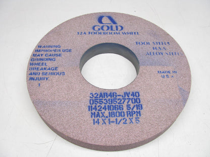 14''  X 1.1/ 2'' X  5''  CARBORUNDUM 32AR46-JV40 GOLD Surface Grinding WHEEL