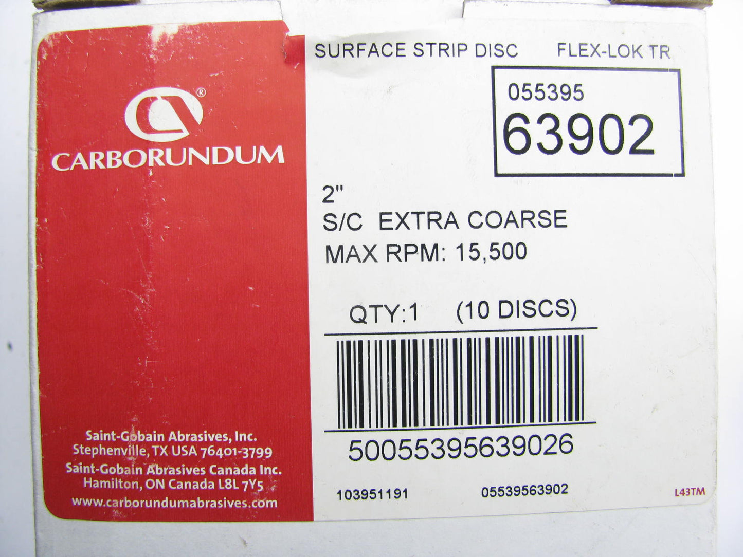 PACK OF 10 - Extra Coarse, 2'', Surface-strip Abrasive Discs  Carborundum 63902
