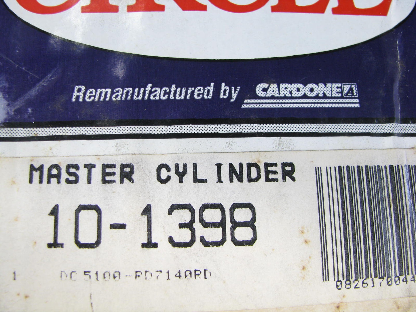 Cardone 10-1398 Remanufactured Manual Brake Master Cylinder