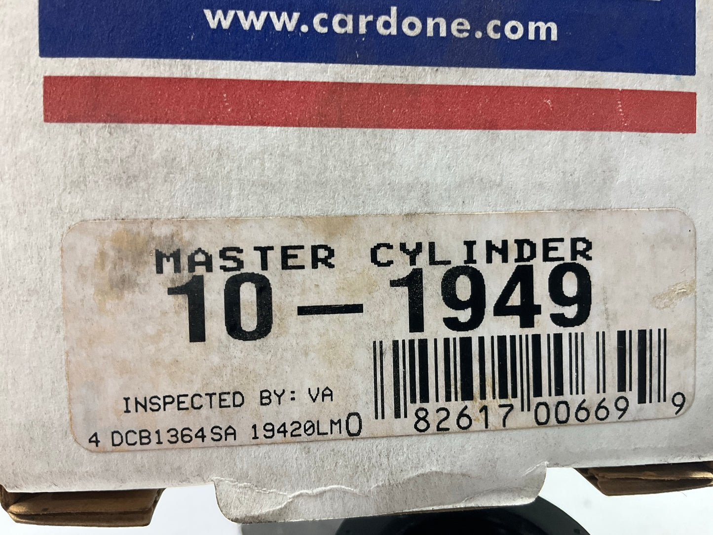 REMAN. Cardone 10-1949 Brake Master Cylinder