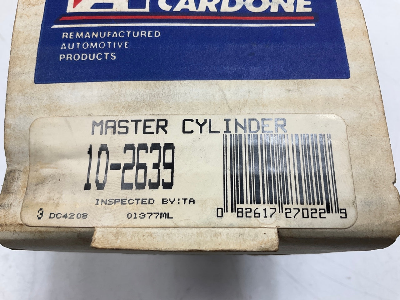 REMAN. Cardone 10-2639 Brake Master Cylinder