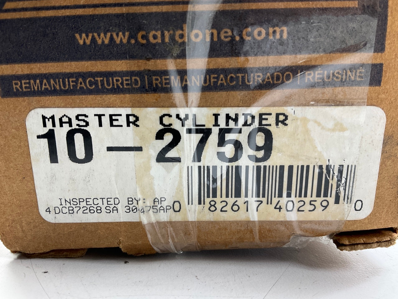 REMAN. Cardone 10-2759 Brake Master Cylinder