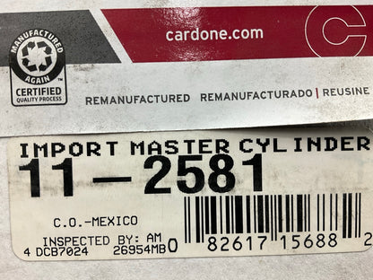 REMAN. Cardone 11-2581 Brake Master Cylinder