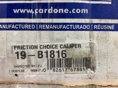 MISSING HARDWARE - REMAN. Cardone 19-B1816 Front Brake Caliper