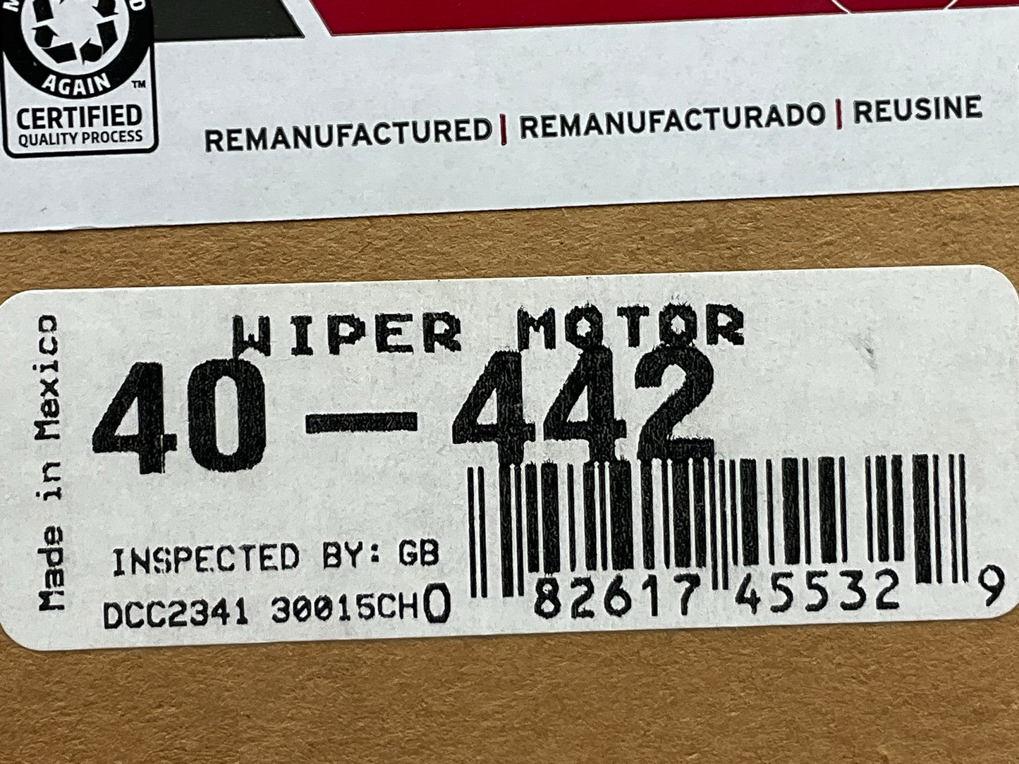 DAMAGED (BROKEN) CONNECTOR REMAN. Cardone 40-442 Front Windshield Wiper Motor